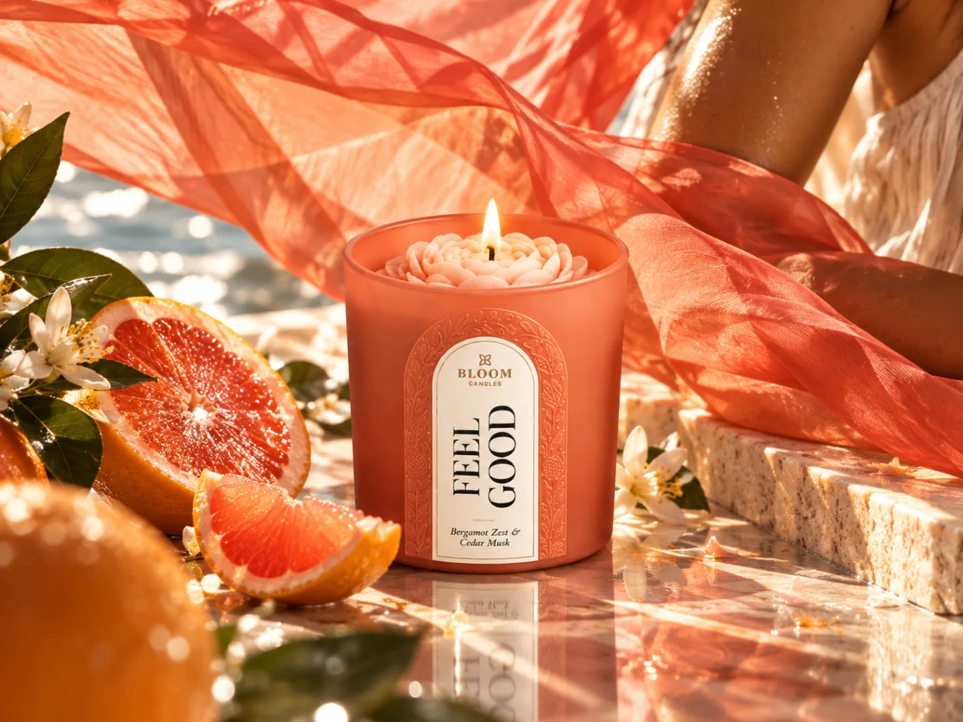 BLOOM MOODS FEEL GOOD Duftkerze mit Grapefruit und Blüten