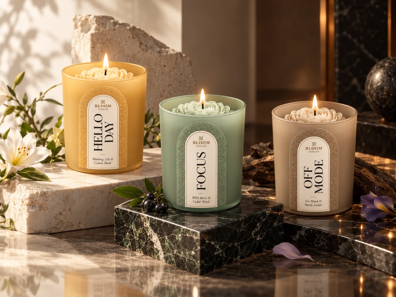 BLOOM MOODS HELLO DAY, FOCUS und OFF MODE als Day-to-Night-Trio