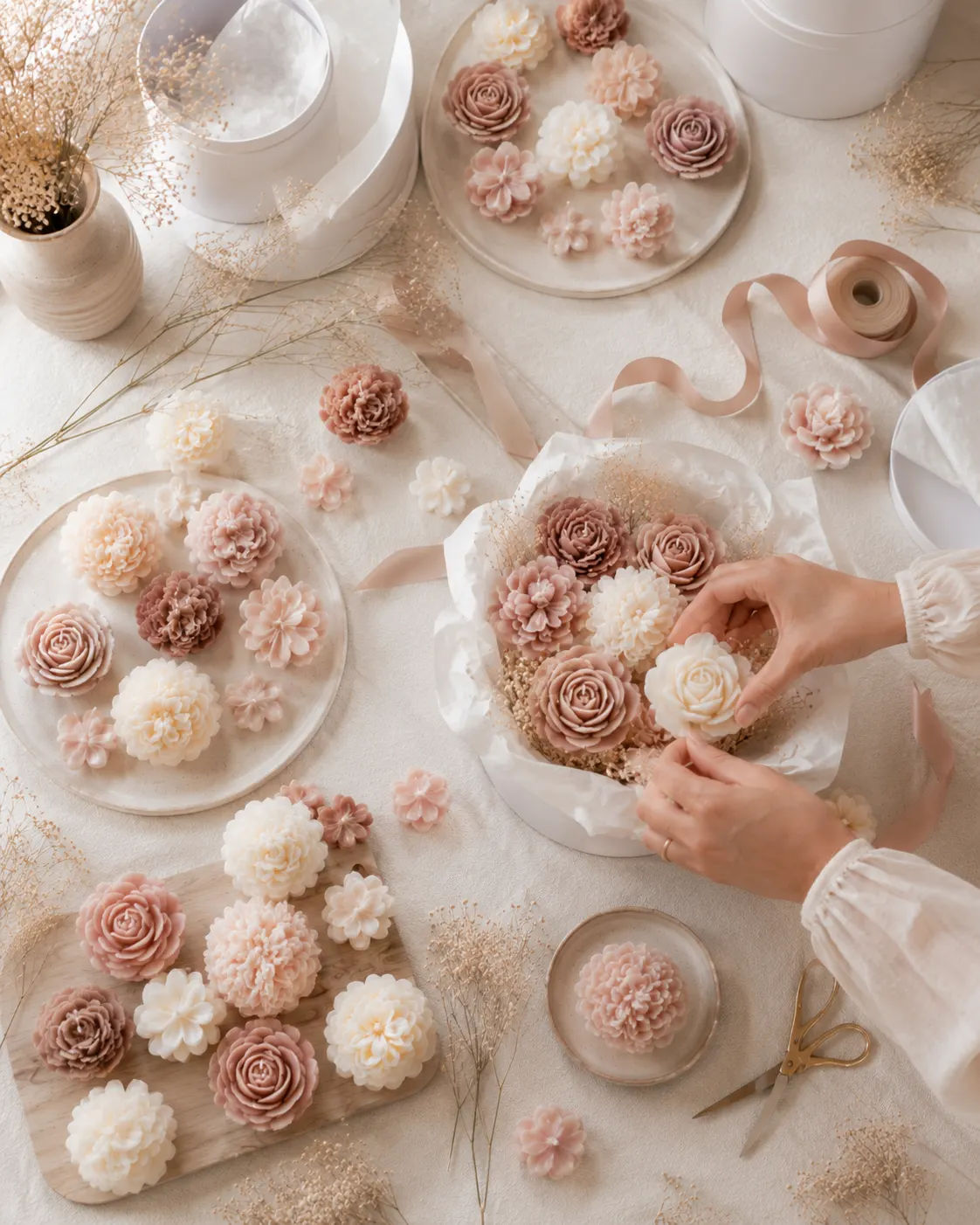 Bloom Atelier Zürich — Wachsblüten und Werkstattszene