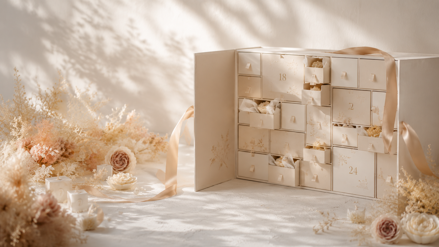 Bloom Adventskalender mit floraler Geschenkbox