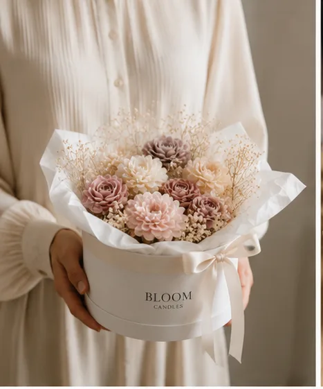 Empfangenes Bloom Candles Bouquet als Firmengeschenk