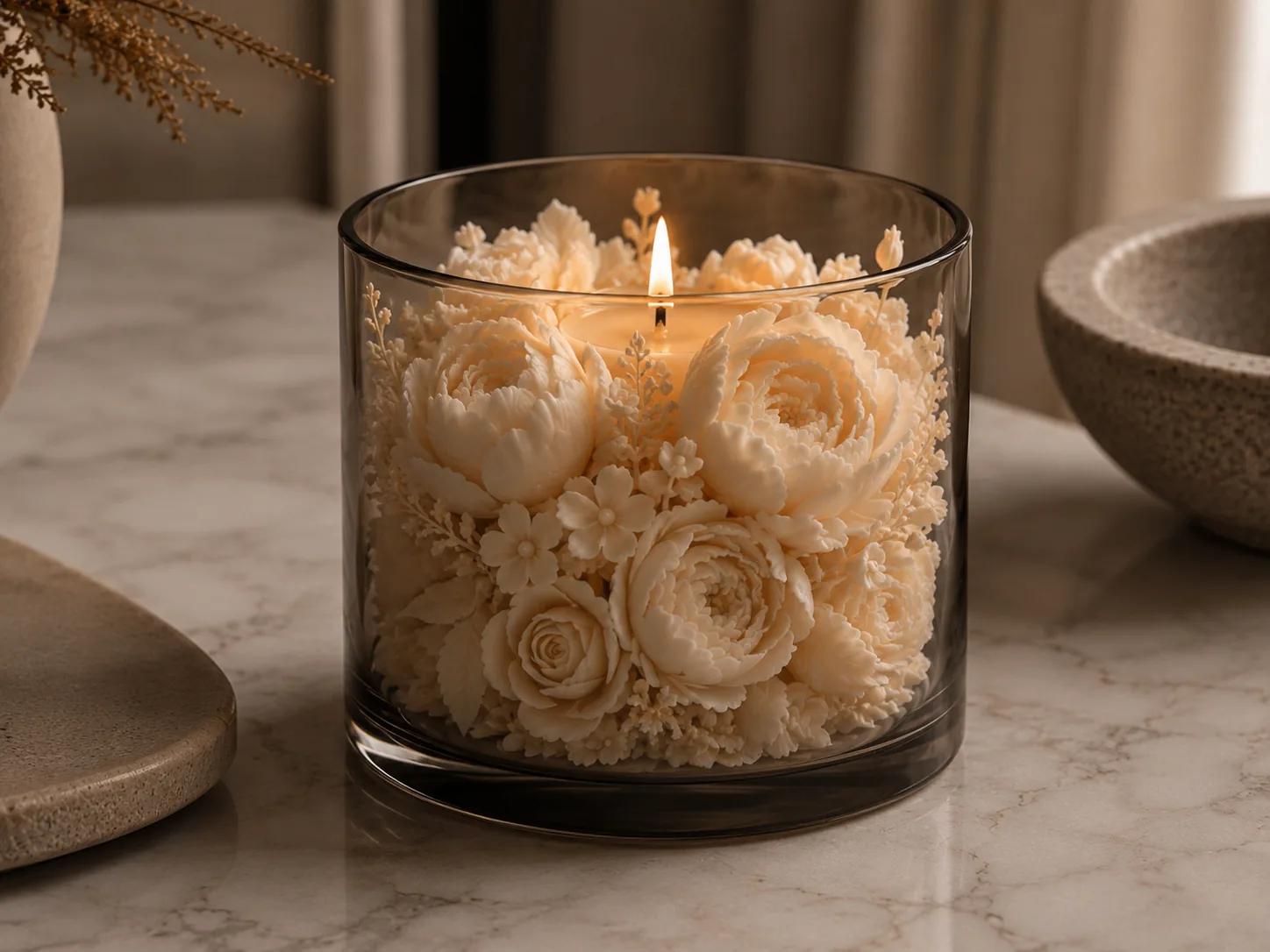 Florales Bouquet im Glas