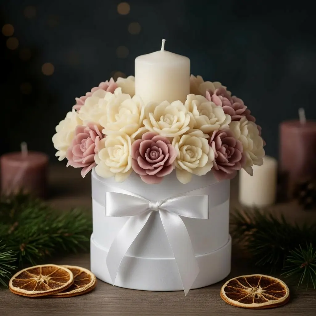 Bloom Candles Weihnachts-Bouquet mit Tannenzweigen